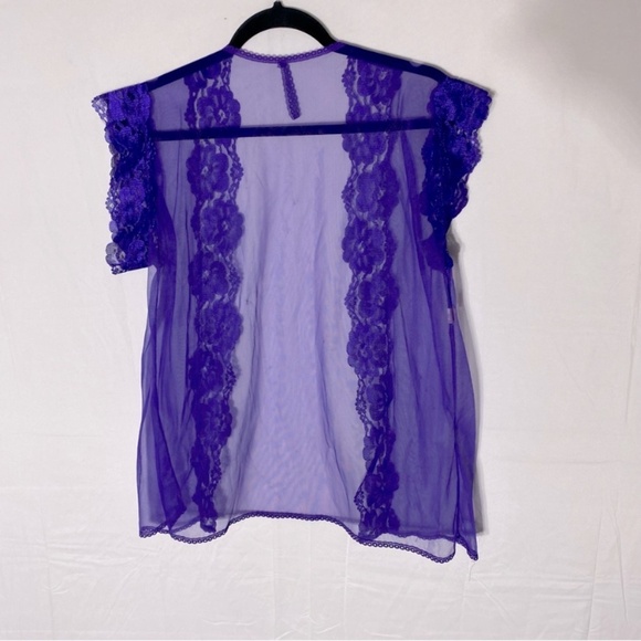 Vintage Purple Satin & Lace Teddy Lingerie With Sheer Jacket M - Picture 14 of 15